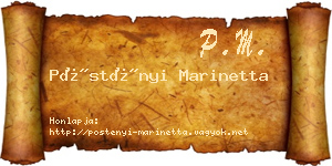 Pöstényi Marinetta névjegykártya